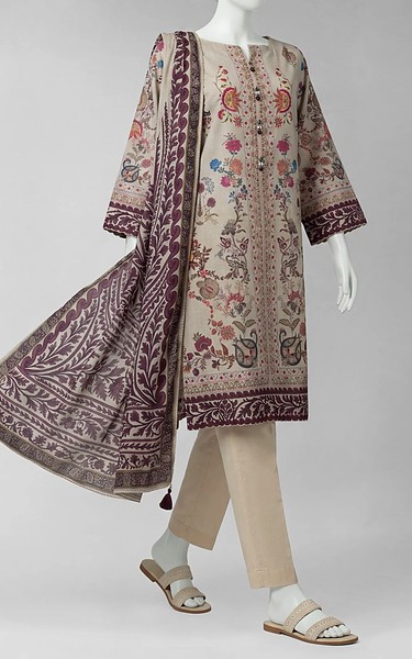 Junaid Jamshed Beige Liminal Suit (2Pcs) | Pakistani Winter Dresses in USA- Image 1