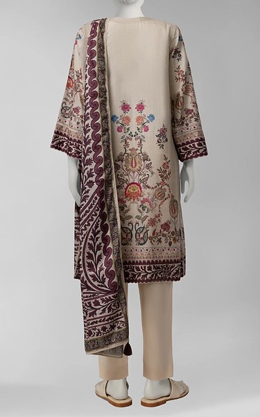 Junaid Jamshed Beige Liminal Suit (2Pcs) | Pakistani Winter Dresses in USA- Image 2