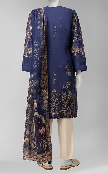 Junaid Jamshed Dark Blue Liminal Suit (2Pcs) | Pakistani Winter Dresses in USA- Image 2