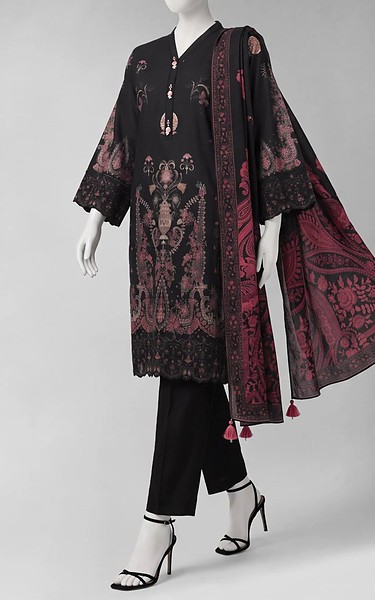 Junaid Jamshed Black Liminal Suit (2Pcs) | Pakistani Winter Dresses in USA- Image 1