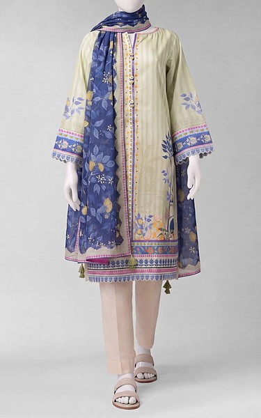 Junaid Jamshed Light Green Liminal Suit (2Pcs) | Pakistani Winter Dresses in USA- Image 1