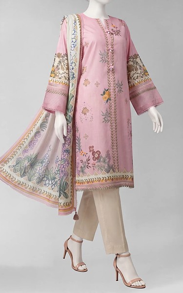 Junaid Jamshed Pink Liminal Suit (2Pcs) | Pakistani Winter Dresses in USA- Image 1