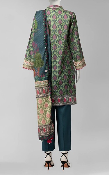 Junaid Jamshed Teal Green Liminal Suit | Pakistani Winter Dresses in USA- Image 2