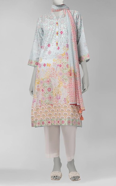 Junaid Jamshed Baby Blue Liminal Suit | Pakistani Winter Dresses in USA- Image 1