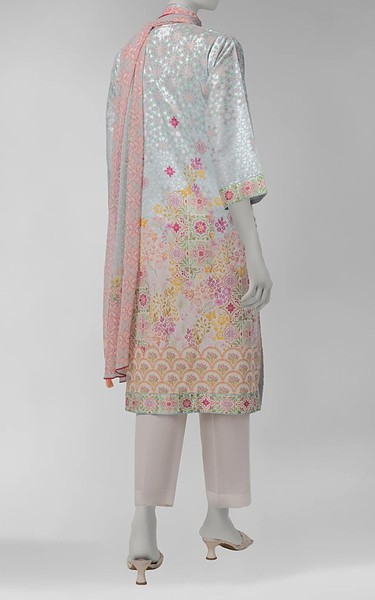 Junaid Jamshed Baby Blue Liminal Suit | Pakistani Winter Dresses in USA- Image 2