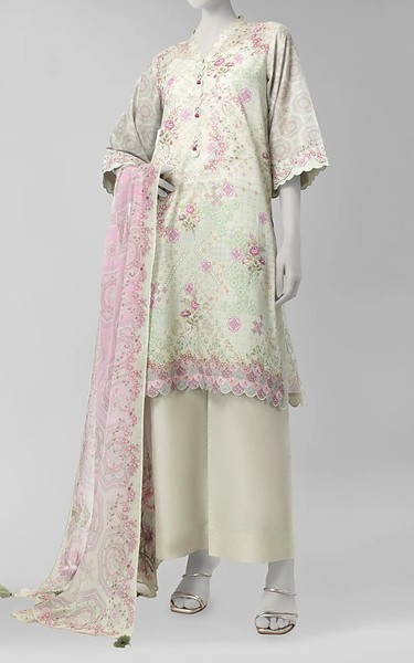 Junaid Jamshed Light Green Liminal Suit | Pakistani Winter Dresses in USA- Image 1