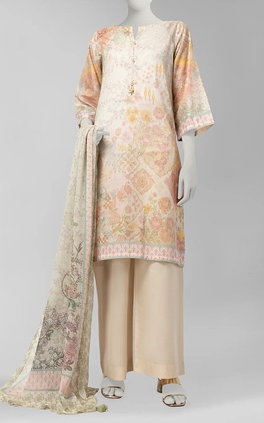 Junaid Jamshed Beige Liminal Suit | Pakistani Winter Dresses in USA- Image 1