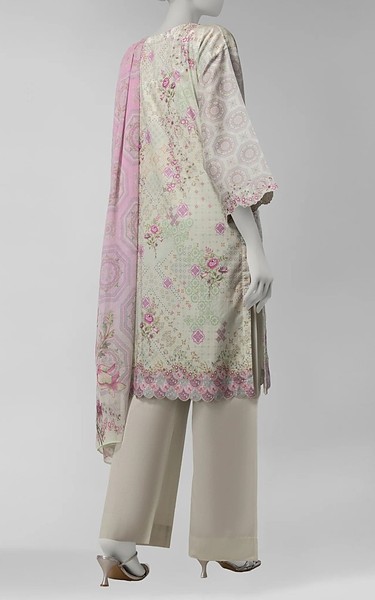 Junaid Jamshed Light Green Cambric Suit | Pakistani Winter Dresses in USA- Image 2