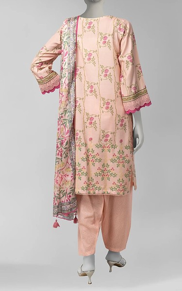 Junaid Jamshed Peach Cotton Suit | Pakistani Winter Dresses in USA- Image 2