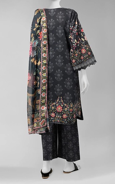 Junaid Jamshed Black Cotton Suit | Pakistani Winter Dresses in USA- Image 2