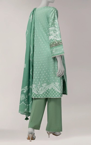 Junaid Jamshed Light Green Liminal Suit | Pakistani Winter Dresses in USA- Image 2