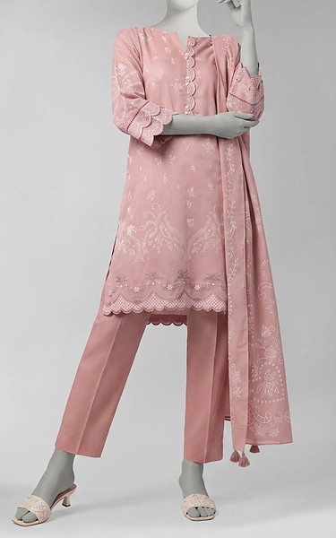 Junaid Jamshed Pink Liminal Suit | Pakistani Winter Dresses in USA- Image 1