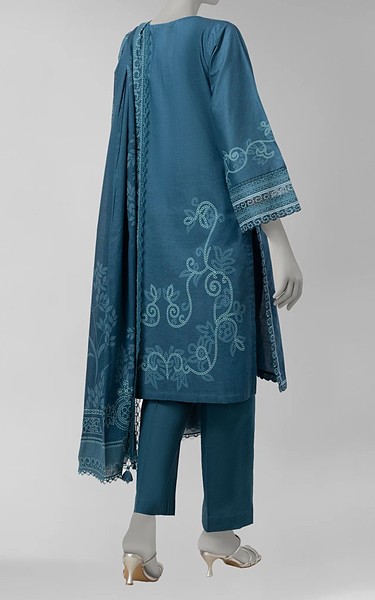 Junaid Jamshed Blue Liminal Suit | Pakistani Winter Dresses in USA- Image 2