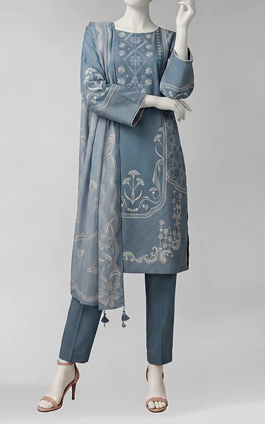 Junaid Jamshed Blue Liminal Suit | Pakistani Winter Dresses in USA- Image 1