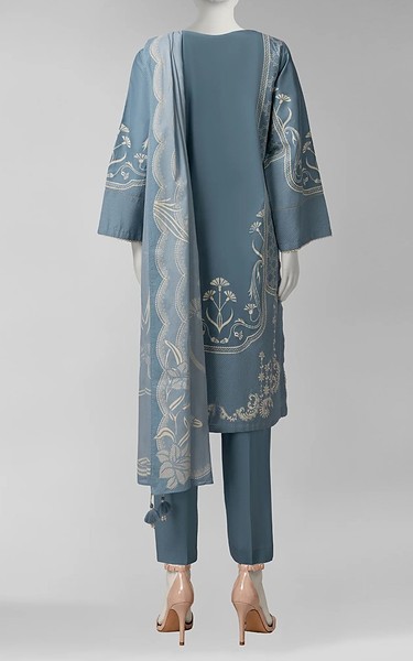 Junaid Jamshed Blue Liminal Suit | Pakistani Winter Dresses in USA- Image 2