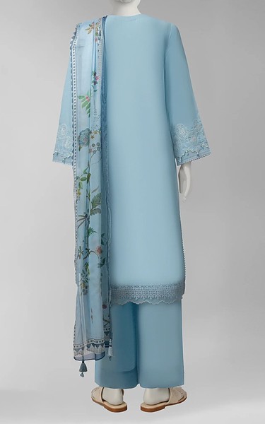 Junaid Jamshed Baby Blue Liminal Suit | Pakistani Winter Dresses in USA- Image 2
