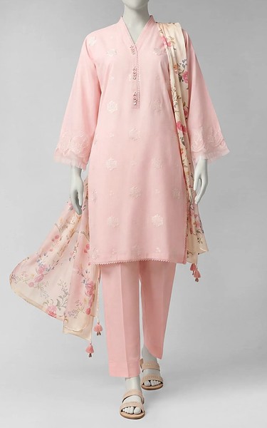 Junaid Jamshed Oyster Pink Liminal Suit | Pakistani Winter Dresses in USA- Image 1