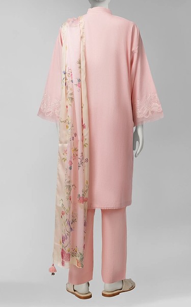 Junaid Jamshed Oyster Pink Liminal Suit | Pakistani Winter Dresses in USA- Image 2