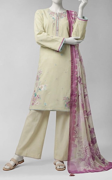 Junaid Jamshed Light Green Liminal Suit | Pakistani Winter Dresses in USA- Image 1