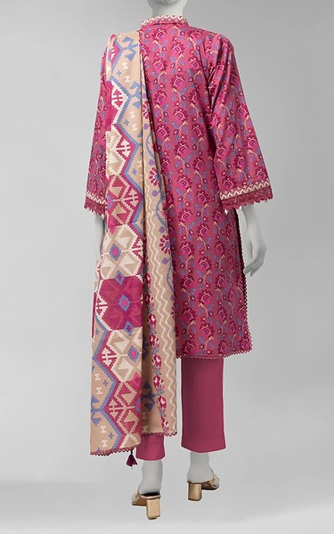 Junaid Jamshed Solid Pink Cambric Suit | Pakistani Winter Dresses in USA- Image 2