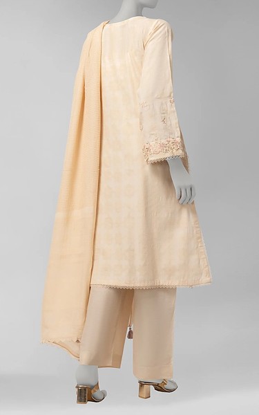 Junaid Jamshed Ivory Dobby Suit | Pakistani Winter Dresses in USA- Image 2