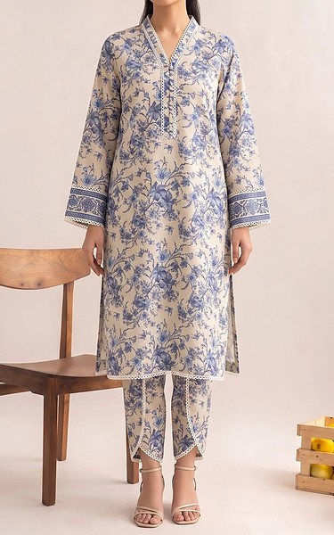 Adans Libas Ivory/Blue Lawn Suit (2 Pcs) | Pakistani Lawn Dress in USA- Image 1