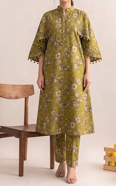 Adans Libas Olive Lawn Suit (2 Pcs) | Pakistani Lawn Dress in USA- Image 1