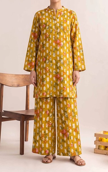 Adans Libas Mustard Lawn Suit (2 Pcs) | Pakistani Lawn Dress in USA- Image 1