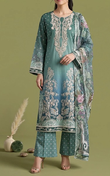 Adans Libas Summer Green Lawn Suit | Pakistani Lawn Dress in USA- Image 1
