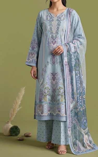 Adans Libas Baby Blue Lawn Suit | Pakistani Lawn Dress in USA- Image 1