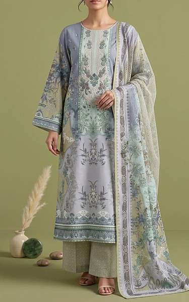 Adans Libas Cadet Blue Lawn Suit | Pakistani Lawn Dress in USA- Image 1