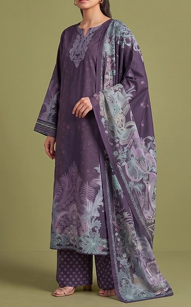 Adans Libas Plum Lawn Suit | Pakistani Lawn Dress in USA- Image 2