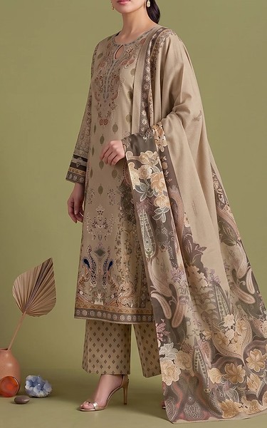 Adans Libas Beige Lawn Suit | Pakistani Lawn Dress in USA- Image 2