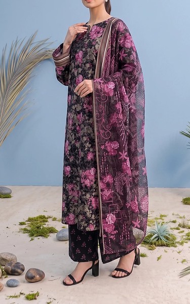 Adans Libas Magenta/Black Lawn Suit | Pakistani Lawn Dress in USA- Image 1