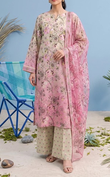 Adans Libas Ivory/Pink Lawn Suit | Pakistani Lawn Dress in USA- Image 1
