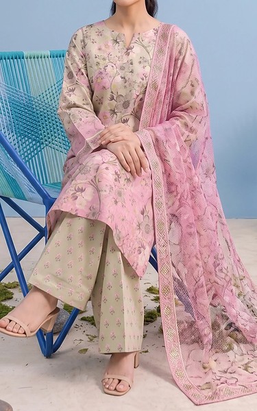 Adans Libas Ivory/Pink Lawn Suit | Pakistani Lawn Dress in USA- Image 2