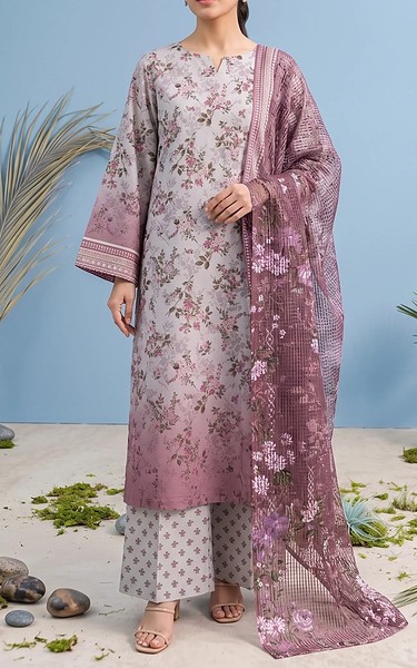 Adans Libas Grey/Mauve Lawn Suit | Pakistani Lawn Dress in USA- Image 2