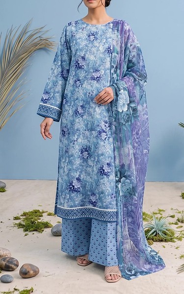 Adans Libas Denim Blue Lawn Suit | Pakistani Lawn Dress in USA- Image 1