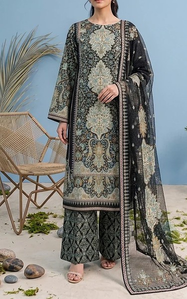 Adans Libas Black Lawn Suit | Pakistani Lawn Dress in USA- Image 1