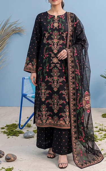Adans Libas Black Lawn Suit | Pakistani Lawn Dress in USA- Image 1