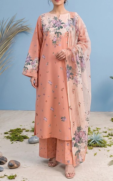 Adans Libas Peach Lawn Suit | Pakistani Lawn Dress in USA- Image 1