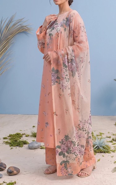 Adans Libas Peach Lawn Suit | Pakistani Lawn Dress in USA- Image 2