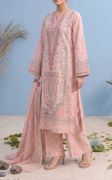 Adans Libas Rose Pink Lawn Suit | Pakistani Lawn Dress in USA- Image 1