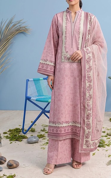 Adans Libas Rose Pink Lawn Suit | Pakistani Lawn Dress in USA- Image 1