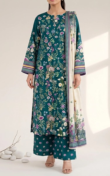 Adans Libas Emarld Green Lawn Suit | Pakistani Lawn Dress in USA- Image 1