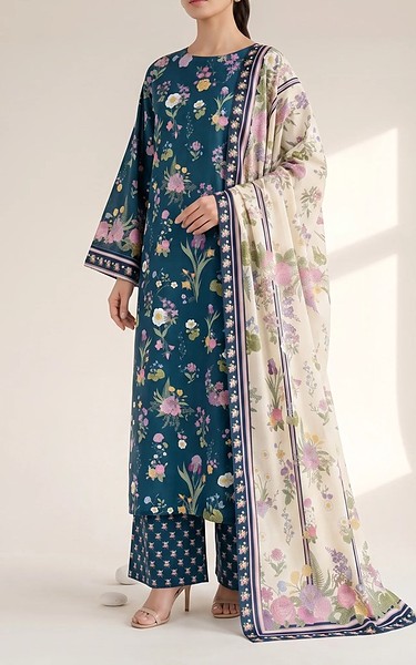 Adans Libas Teal Lawn Suit | Pakistani Lawn Dress in USA- Image 1