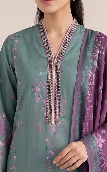 Adans Libas Sea Green Lawn Suit | Pakistani Lawn Dress in USA- Image 1
