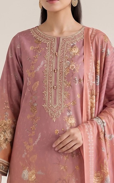 Adans Libas Tea Pink Lawn Suit | Pakistani Lawn Dress in USA- Image 1