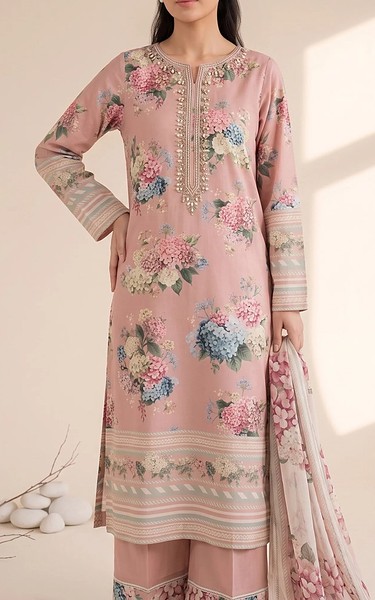Adans Libas Oyster Pink Lawn Suit | Pakistani Lawn Dress in USA- Image 1