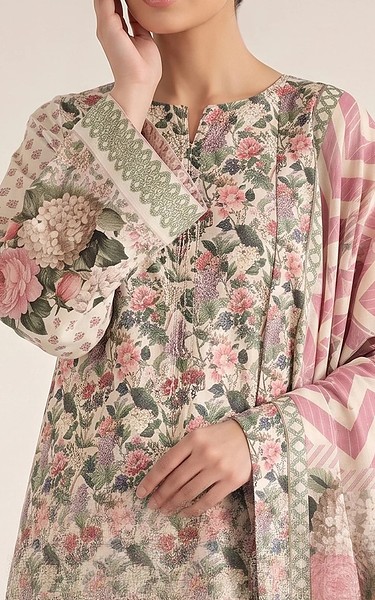 Adans Libas Ivory/Pink Lawn Suit | Pakistani Lawn Dress in USA- Image 2